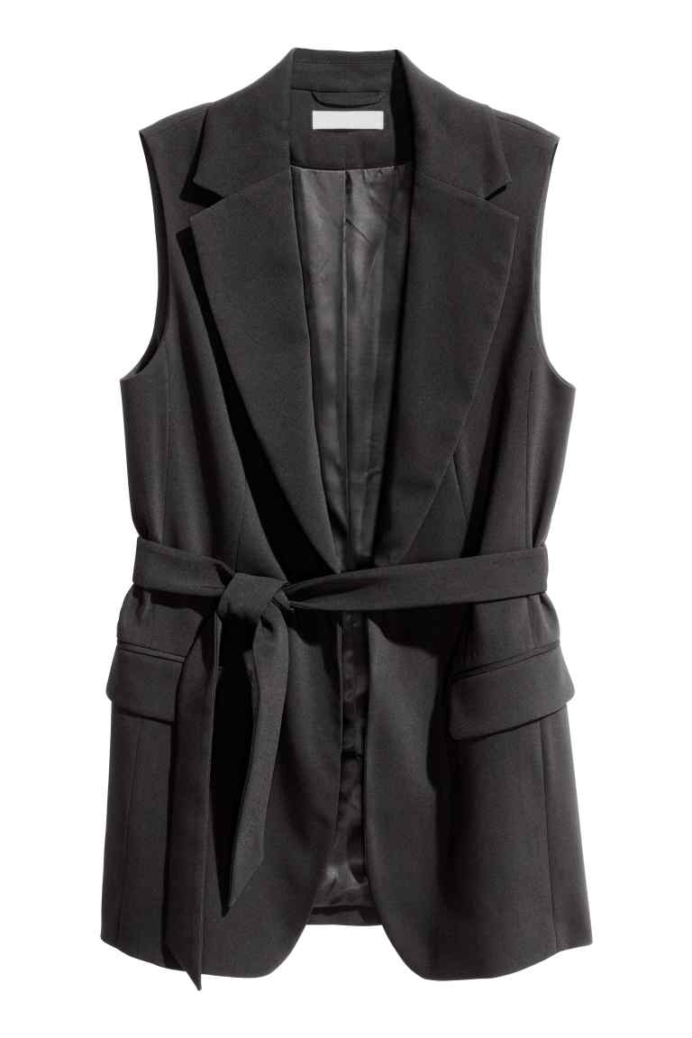 Sleeveless jacket with a belt